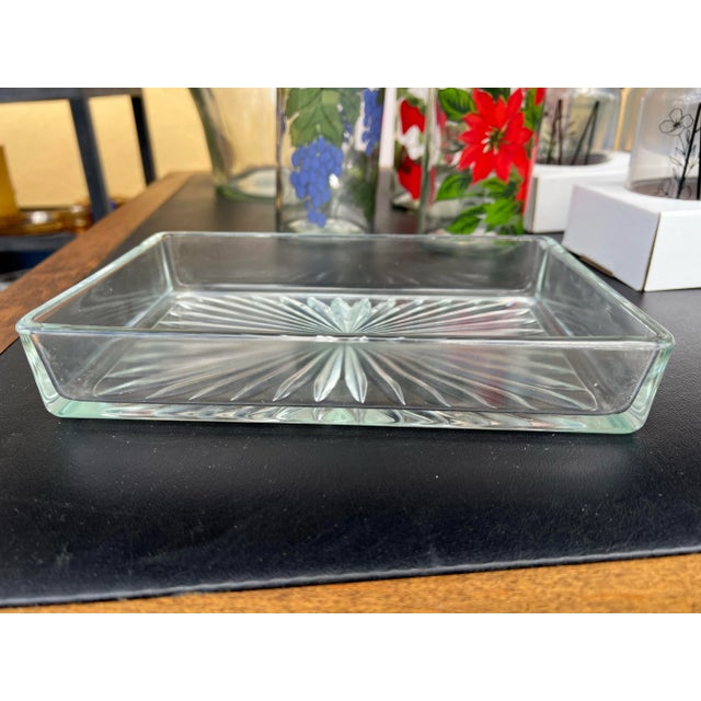 Vintage Rectangular Glass Starburst Tray. Could be used in the kitchen as a small Relish or food Tray or a Trinket catch...