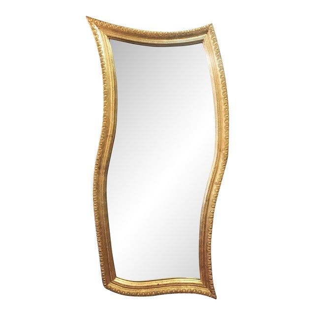 Late 20th Century Gold Gilded Serpentine Floor Mirror Chairish