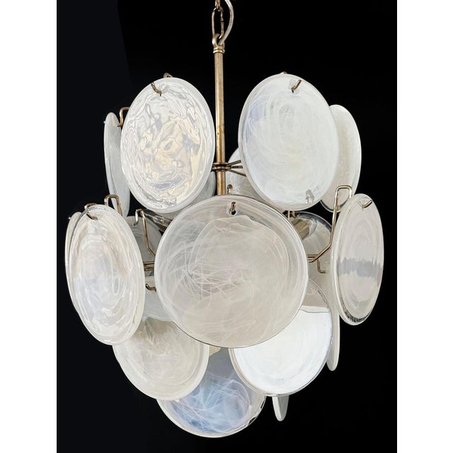 Vintage Italian Murano Chandelier with 24 White Disks, 1980s For Sale - Image 12 of 18