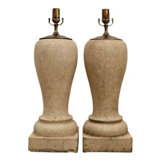 Antique Architectural Stone Balustrade Lamps - A Pair For Sale