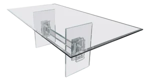 Large 7' Long 3/4" glass Top Thick Lucite Base Dining Conference Table