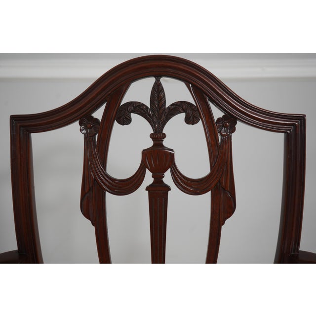 1980s Set of 8 Kindel Mahogany Shield Back Dining Chairs For Sale - Image 5 of 18
