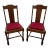 Early 20th Century Antique Side Chairs with Barley Twist Legs, Tiger Oak Back, Red Felt Seat- Set of 2 For Sale