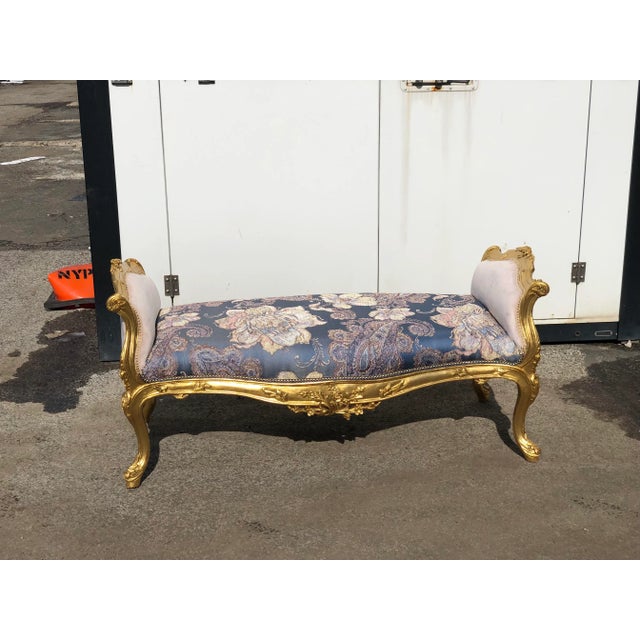 Gold Contemporary Gold Leaf Louis XV-Style Bench For Sale - Image 8 of 9