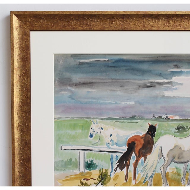 1950s Yves Brayer, Guardians with Horses in the Camargue, 1950s, Gouache on Paper For Sale - Image 5 of 18