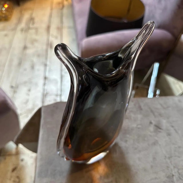 1970s Modern Green and Brown Sommerso Murano Glass Vase by Seguso For Sale - Image 12 of 13