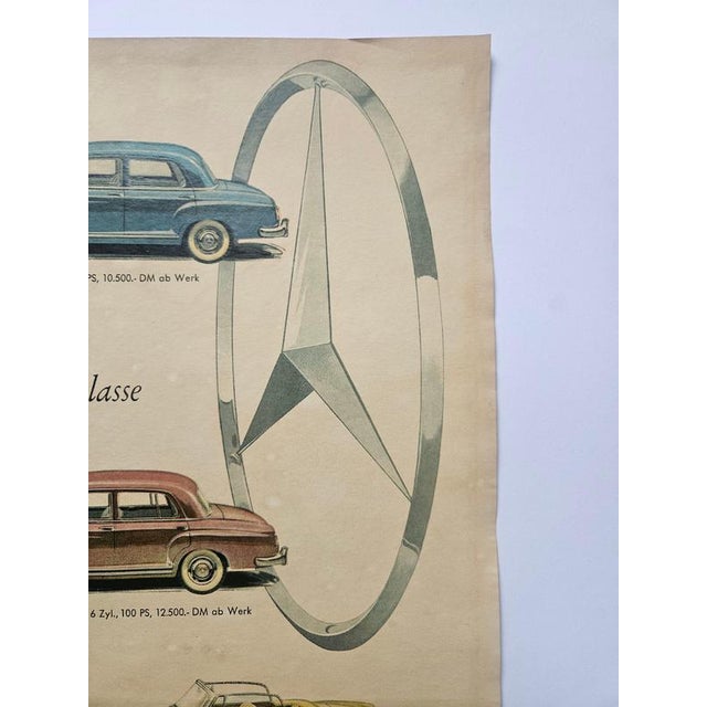 Paper Art Deco Mercedes Benz Automobile Advertising Poster, 1930s For Sale - Image 7 of 9