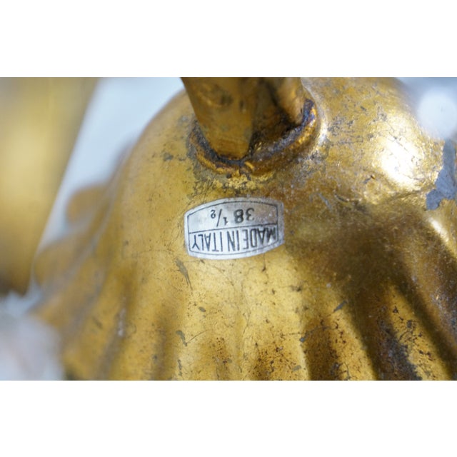 Mid 20th Century Italian Mid Century Hollywood Regency Florentine Gilt Tole Drop Crystal Lamps For Sale - Image 16 of 17