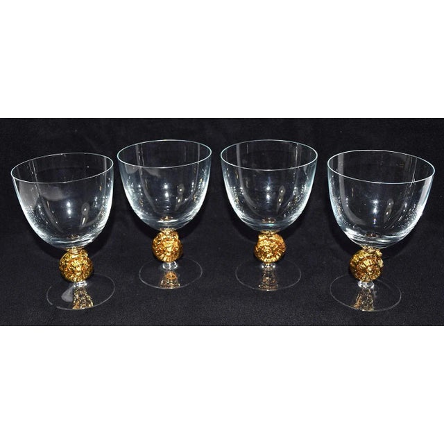 Hungarian Fine Crystal Goblets With Gold Plated Glass Sea Shell Stems- Set of 4 For Sale In Orlando - Image 6 of 10