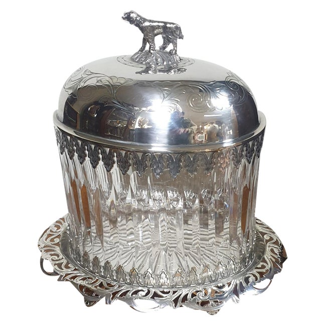 Antique Silver Plates Biscuit Barrel For Sale