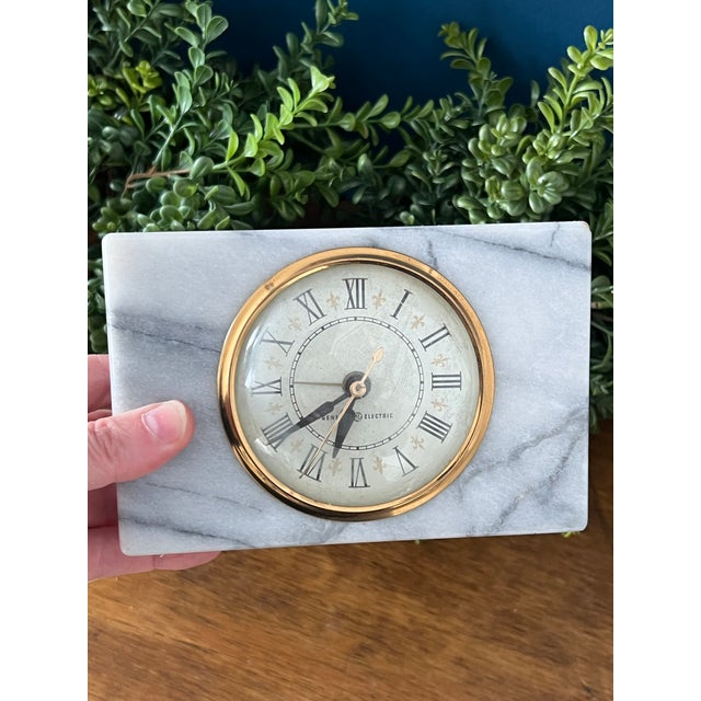 Vintage Marble Desk Clock and Horse Head Bookends Set For Sale - Image 15 of 18