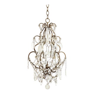 Vintage Italian Beaded 3 Light Chandelier For Sale