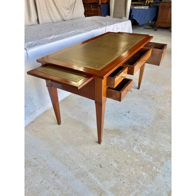Early 20th Century French Louis XVI Walnut Leather Top Desk For Sale - Image 10 of 12