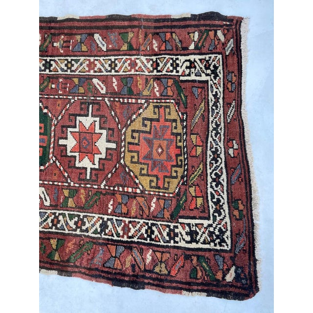 Textile PLUSH Vintage Runner Earthy Clay, Terracotta with Incredible Grassy Greens Persimmon Rug 3.4 x 12.7 For Sale - Image 7 of 11