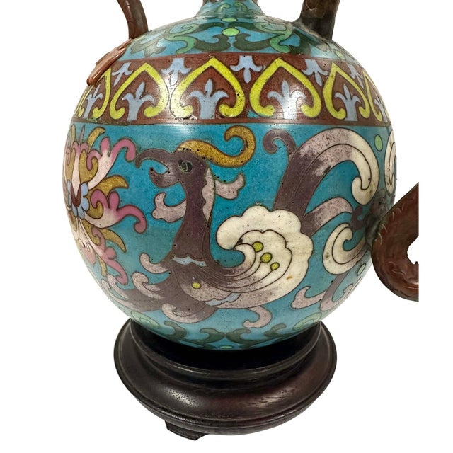 Early 20th Century Hand-Crafted Chinese Cloisonné Ewer / Teapot For Sale - Image 10 of 15