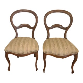 Victorian Balloon Back Side Chairs- a Pair For Sale