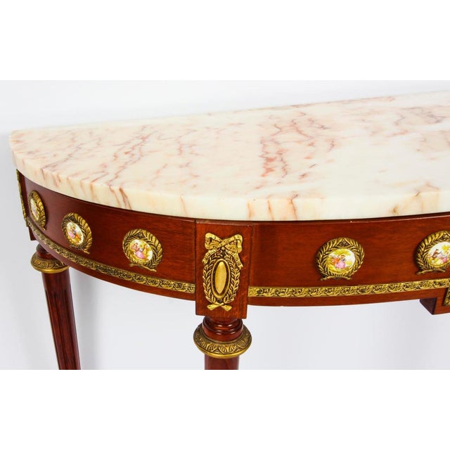 Ormolu & Porcelain Mounted Console Table & Mirror by Epstein, 20th Century, Set of 2 For Sale - Image 9 of 18