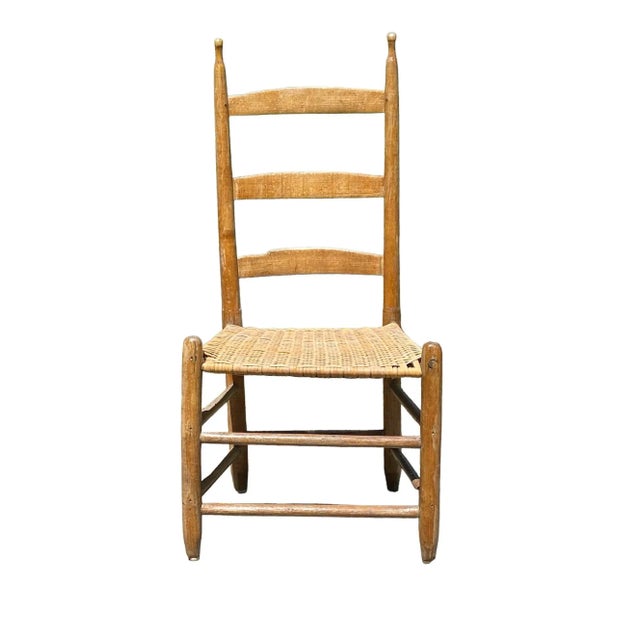 American Pair of 19th Century Antique Southern Ladderback Side Chairs - Splint Woven Seats For Sale - Image 3 of 9