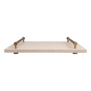 Tivoli Marble Natural/Brass Tray For Sale