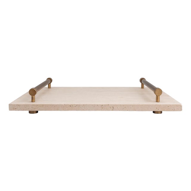 Tivoli Marble Natural/Brass Tray For Sale