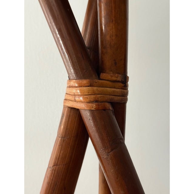 Wood Circa 1965 Italian Bamboo and Rattan Plant Stand For Sale - Image 7 of 16