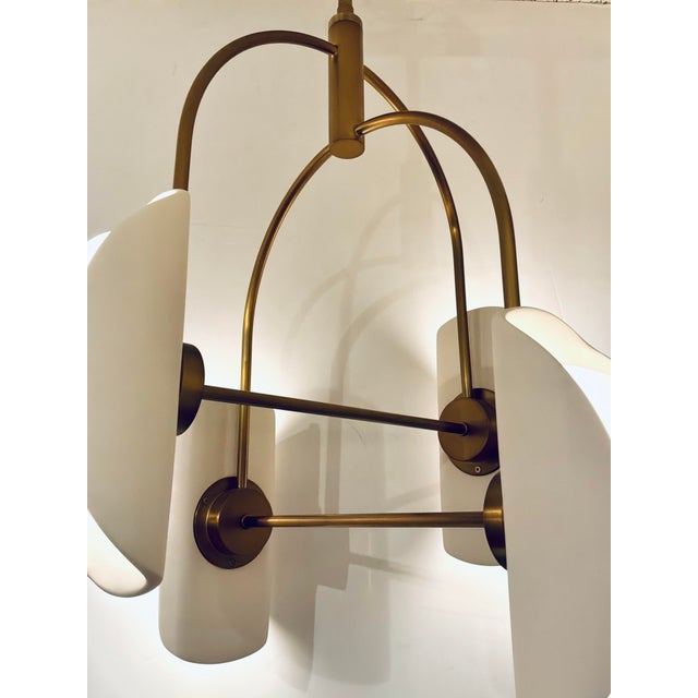 Arteriors Modern Brass and Opal Glass Roll Chandelier For Sale In Atlanta - Image 6 of 6