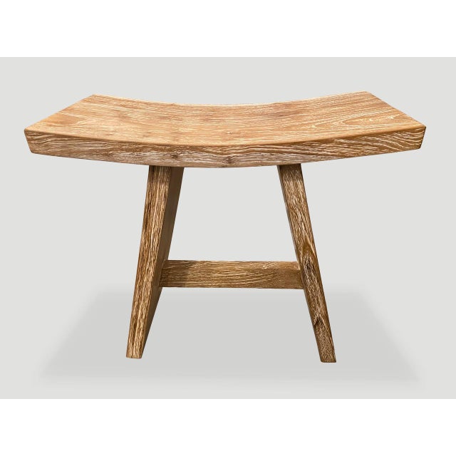 Contemporary Andrianna Shamaris Minimalist Teak Wood Bench For Sale - Image 3 of 6