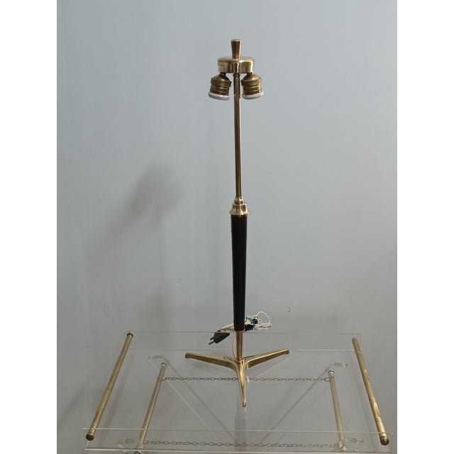 Leather-Covered Brass Table Lamp attributed to Jacques Adnet, 1970s For Sale - Image 14 of 14