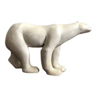 White Polar Bear Sculpture by Austin Rod - Modern Sculpture for Bookcase or Sideboard - Table Top Decor For Sale