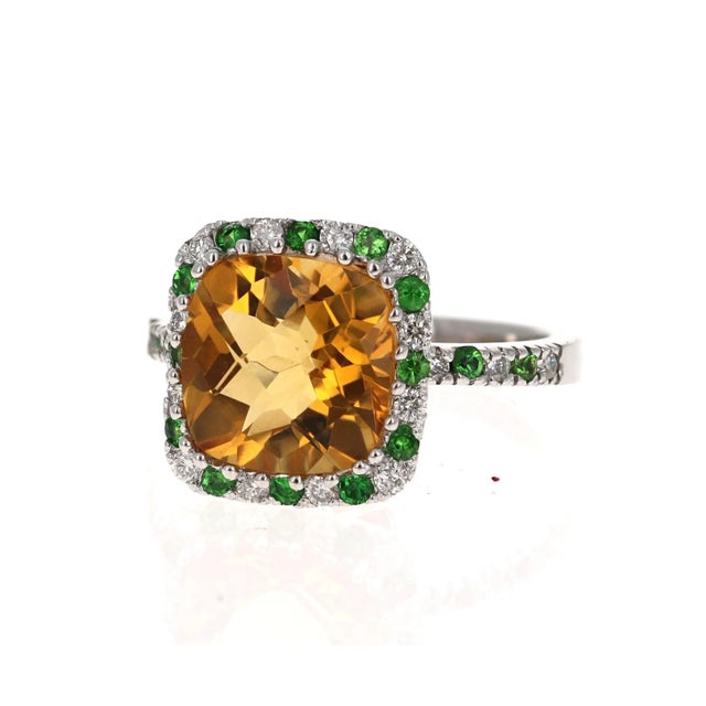 Beautiful to say the Least! This magnificent Cushion Cut Citrine Quartz weighs 4.23 Carats and is surrounded by...