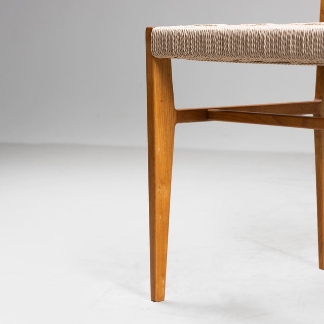 Beige Wooden and Raffia Chairs, 1950s, Set of 4 For Sale - Image 8 of 14