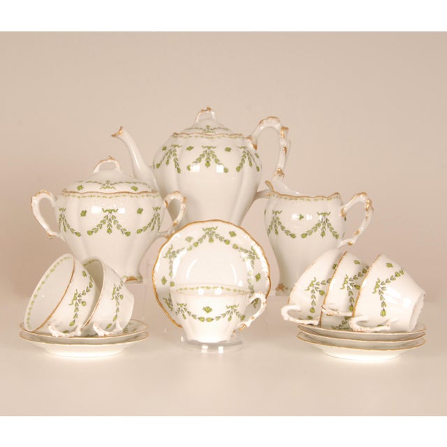 Late 19th Century Art Nouveau Tea Set Limoges Porcelain French A. Lanternier Floral Decor 15 Pieces For Sale - Image 11 of 11