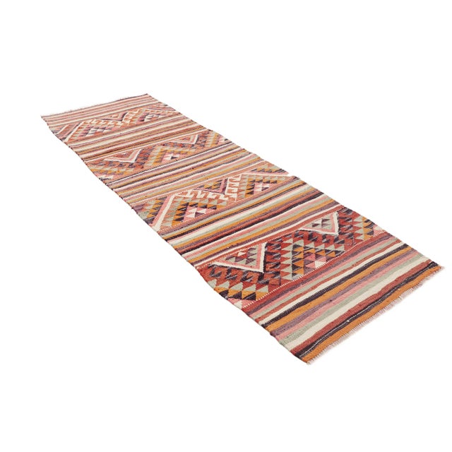Boho Chic Vintage Colorful Kilim Runner For Sale - Image 3 of 7