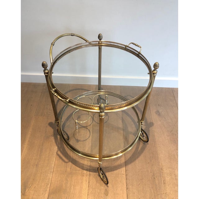 1940s 1940s Round Brass Drinks Trolley by Maison Bagués For Sale - Image 5 of 12