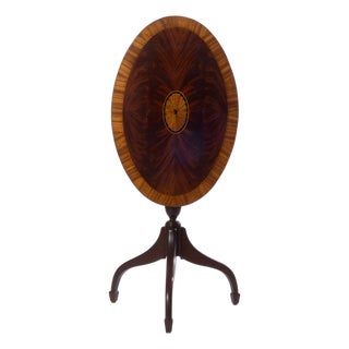 Mid 20th Century Inlaid Mahogany Tilt-Top Table For Sale