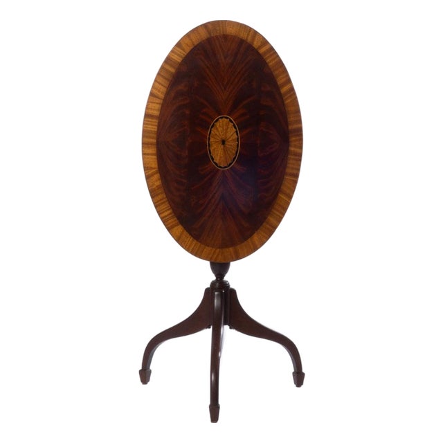 Mid 20th Century Inlaid Mahogany Tilt-Top Table For Sale