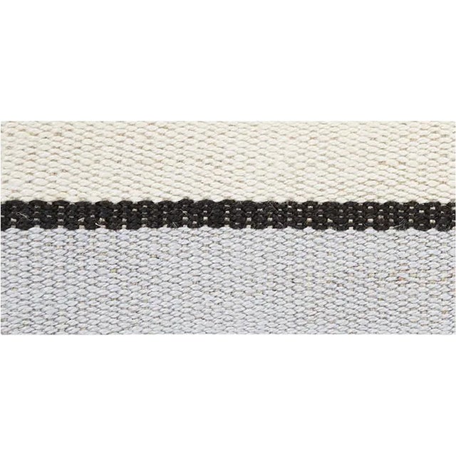 Sample - Schumacher Ile Saint-Louis Medium Tape in White Black & Silvery Blue For Sale