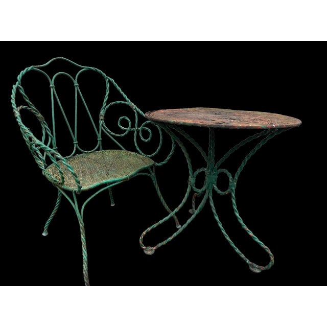Rustic Set of Twisted Iron Garden Chair and Table, 1900s For Sale - Image 3 of 18