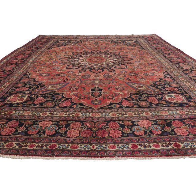 Victorian Vintage Persian Mashhad Rug, 09'10 X 13'04 For Sale - Image 3 of 10