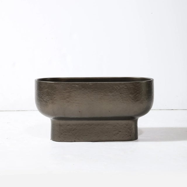 Bronze Late 20th Century Modernist Bronze Hue Ceramic Orchid Vase/Occasional Bowl For Sale - Image 8 of 13