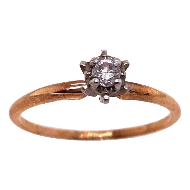 14 Karat Yellow and White Gold Engagement Ring For Sale