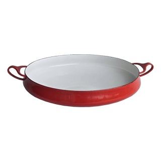 1960s Dansk Kobenstyle Red Enamel Paella Pan Designed by Jens Quistgaard For Sale