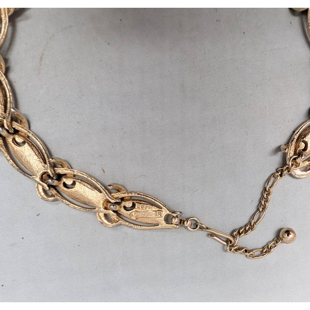 Vintage Late 1950s Signed Boucher Goldtone Collar Necklace For Sale - Image 9 of 12