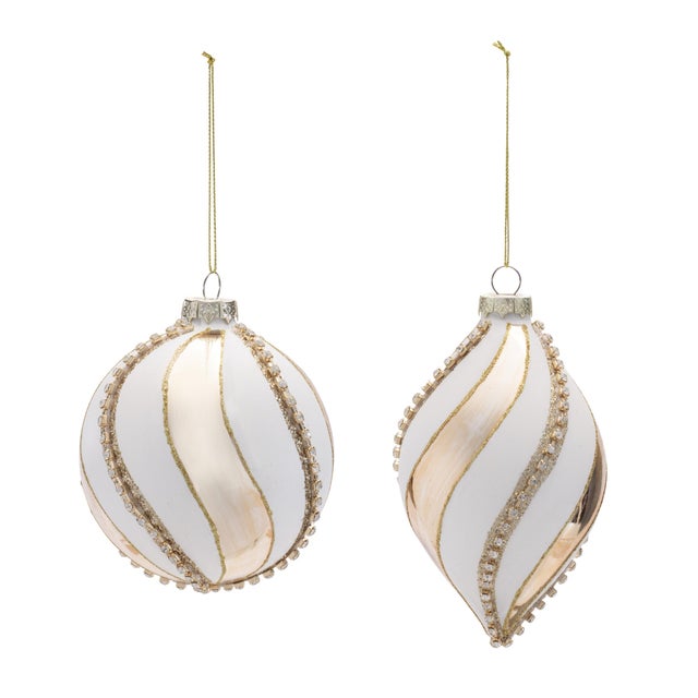 Add a classic touch of sparkle to your holiday décor with this set of 6 Glass Round Ornaments. Each 4" x 4" ornament...
