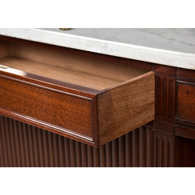 Louis XVI Style Marble Top Buffet With Reeded Doors and Brass Galleries For Sale - Image 12 of 12