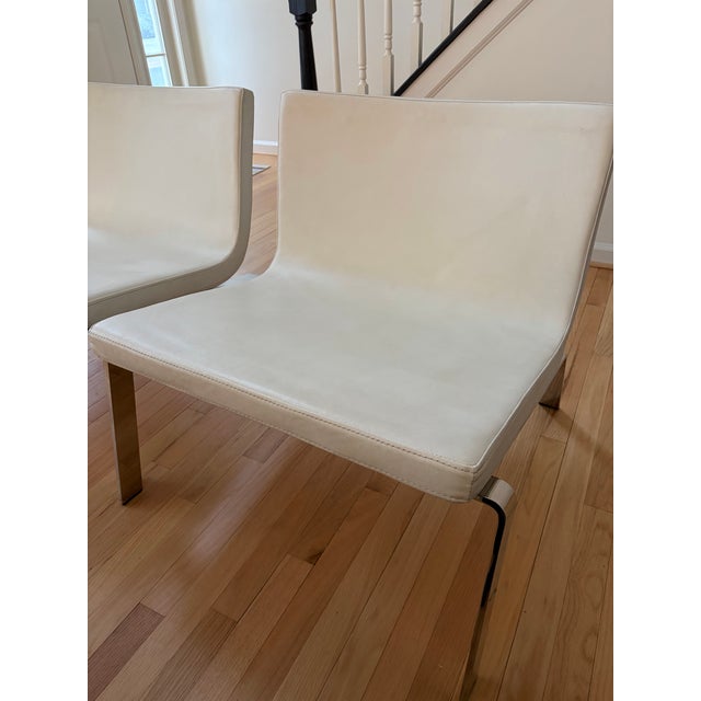 Pair of Blu Dot Stella Lounge Chairs in White Leather For Sale In Baltimore - Image 6 of 9