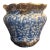 Antique Blue Brown American Art Pottery Spongeware Jardiniere Copper Luster 1900 For Sale