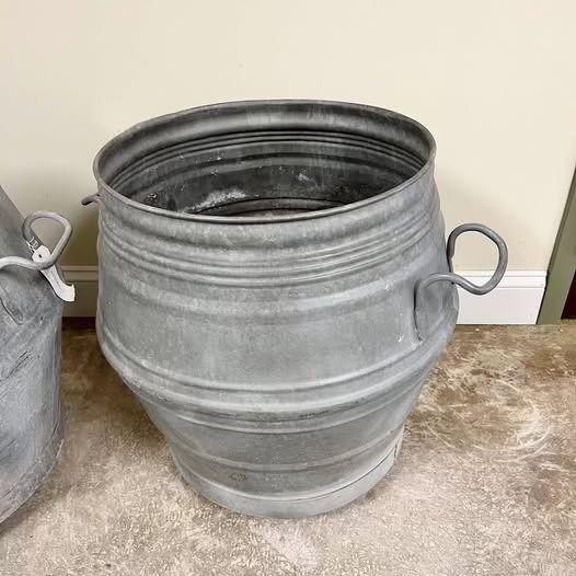 Rustic European Pair Antique Belgian Beer Dolly Tub Planters Storage For Sale - Image 3 of 5