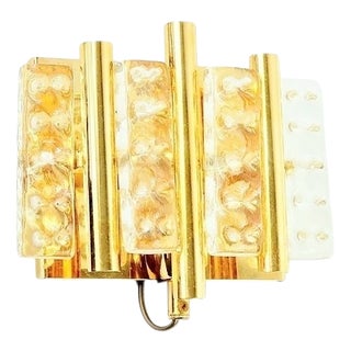 Mid-Century Modern Scandinavian Glass and Brass Wall Lamp by Jakobsson for Orrefors & MPR, 1960s For Sale