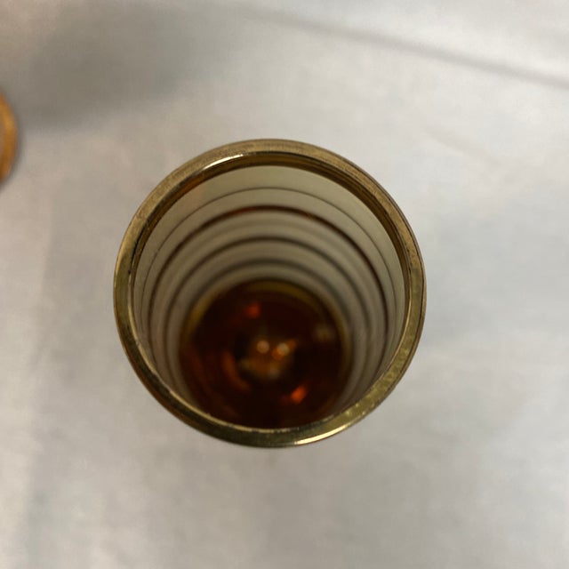 1960s Borske Sklo Glassworks Pink, Amber and Green Gold Stripe Champagne Glasses - Set of 4 For Sale - Image 10 of 12